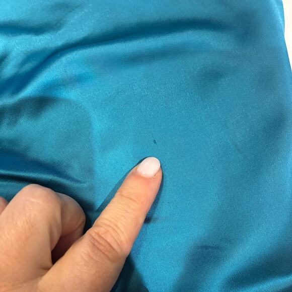 NEW Jason Wu Teal Satin Slip Midi Dress Sz Large - Picture 10 of 11